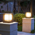 Square Creative Black Waterproof Modern Solar Lights Outdoor Post Lamp - Lamp Outdoor