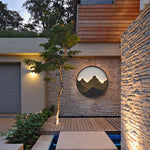 Round Mountain Scenery Decor LED Waterproof Rustic Outdoor Wall Lights - Lamp Outdoor