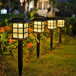 Square Pavilion-shaped Solar Outdoor Lights Black LED Garden Stakes Post Lighting - Lamp Outdoor