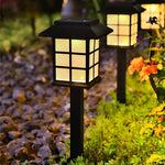 Square Pavilion-shaped Solar Outdoor Lights Black LED Garden Stakes Post Lighting - Lamp Outdoor