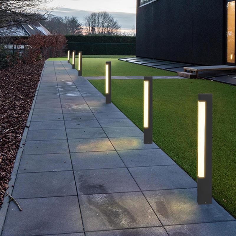 Modern Black Square Tall Aluminum LED Landscape Lighting Pathway Lights - Lamp Outdoor