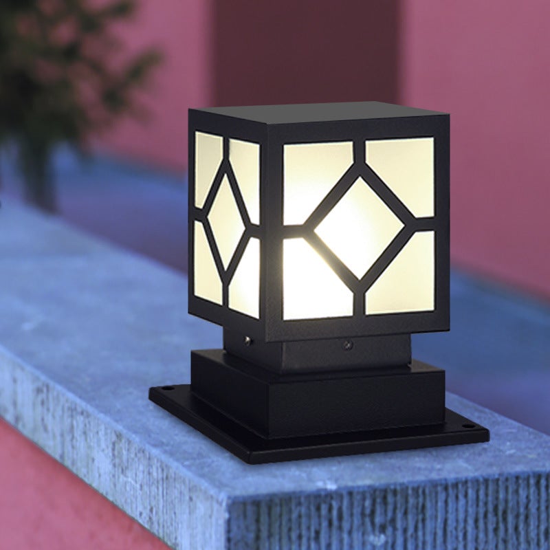 Square Stainless Steel LED Waterproof Black Modern Outdoor Light Post Lamp - Lamp Outdoor
