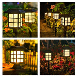 Square Pavilion-shaped Solar Outdoor Lights Black LED Garden Stakes Post Lighting - Lamp Outdoor