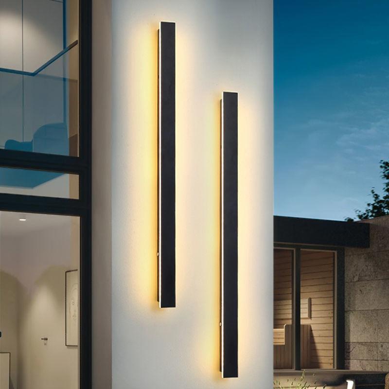 Outdoor Long Strip Waterproof Metal Black Modern Outdoor Wall Lights - Lamp Outdoor