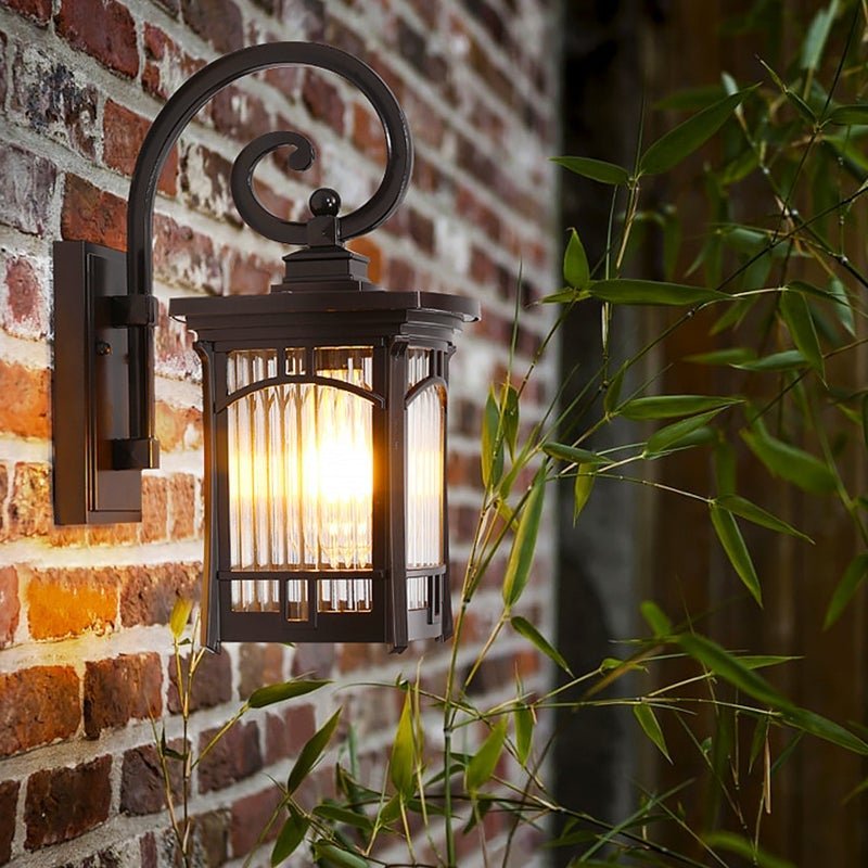 Vintage Striped Glass Shade Waterproof Modern Outdoor Wall Lights - Lamp Outdoor