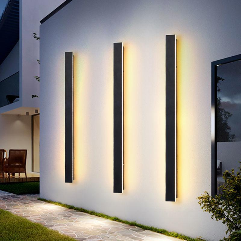 Outdoor Long Strip Waterproof Metal Black Modern Outdoor Wall Lights - Lamp Outdoor