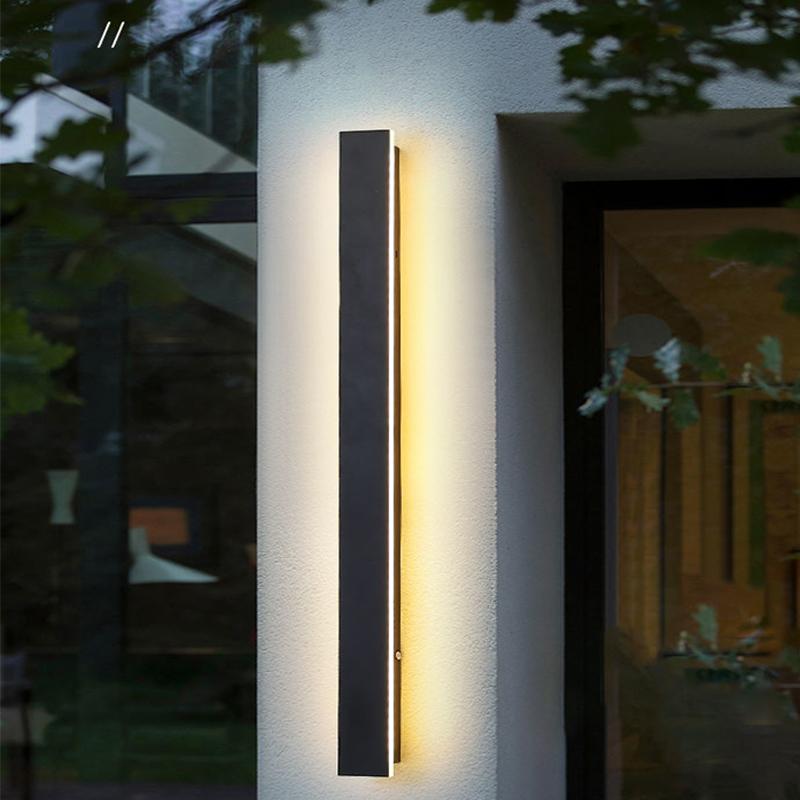 Outdoor Long Strip Waterproof Metal Black Modern Outdoor Wall Lights - Lamp Outdoor