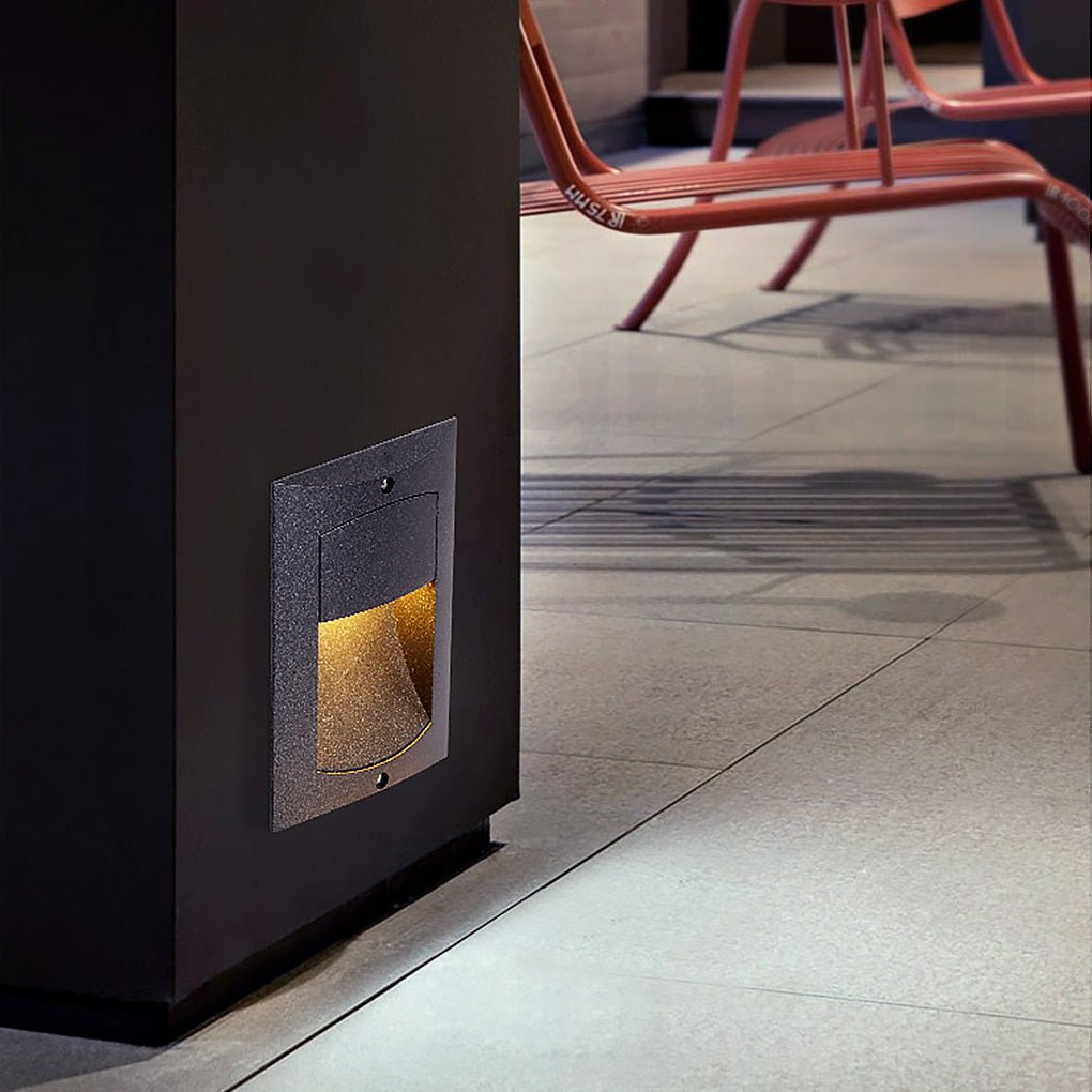 Rectangle Waterproof LED Black Modern Outdoor Step Lights Recessed Stair Sconces - Lamp Outdoor