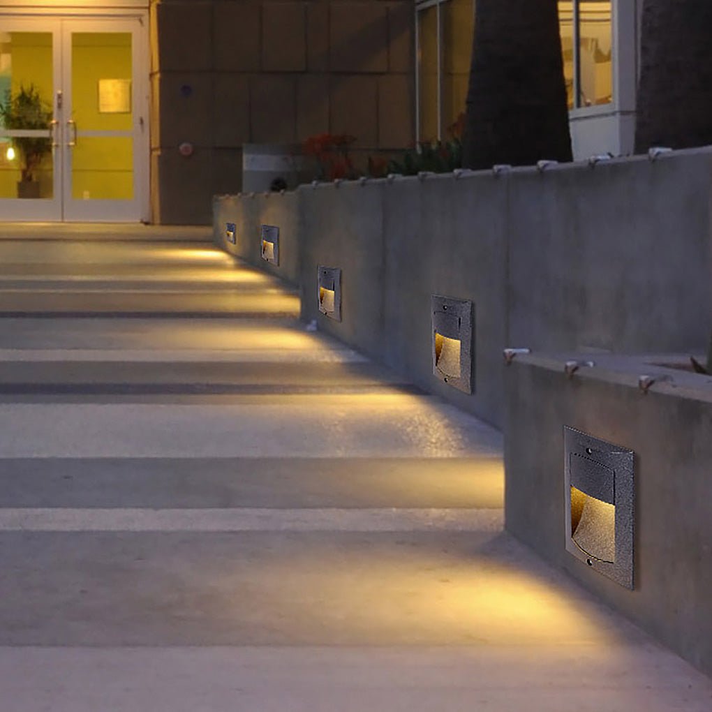 Rectangle Waterproof LED Black Modern Outdoor Step Lights Recessed Stair Sconces - Lamp Outdoor