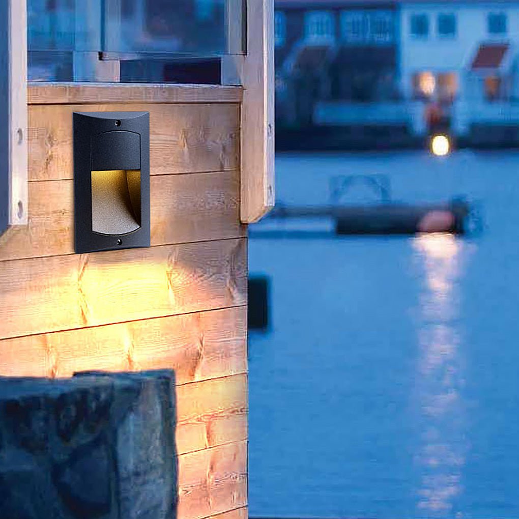 Rectangle Waterproof LED Black Modern Outdoor Step Lights Recessed Stair Sconces - Lamp Outdoor