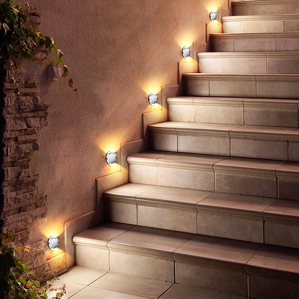Round DC12V Modern Recessed LED Step Lights Waterproof Underground Garden Deck Lighting - Lamp Outdoor