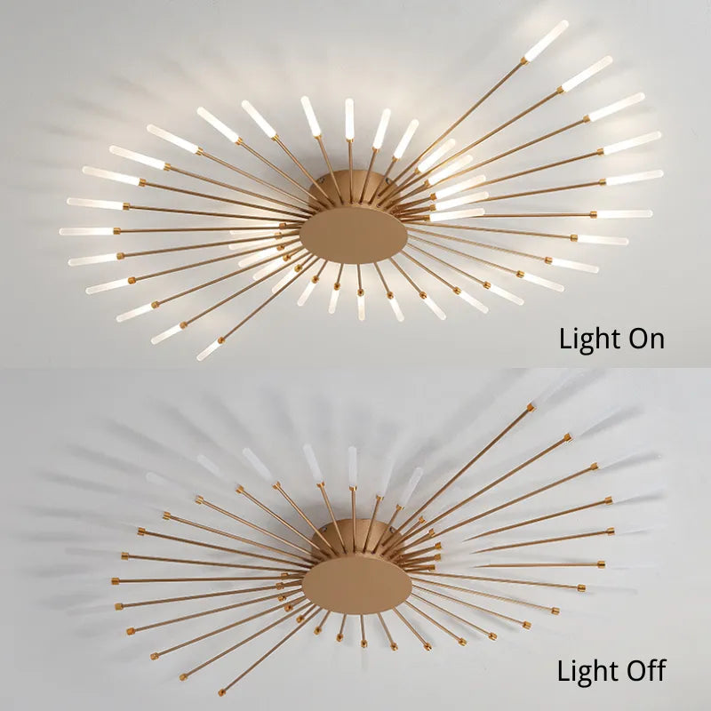 Wesley Flush-Mount Ceiling Light Fireworks, Black/Gold - Lamp Outdoor