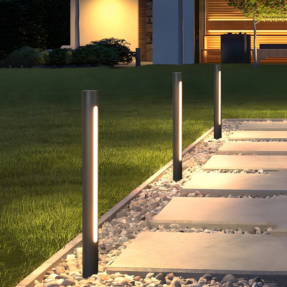 Black Matte LED Cylinder Outdoor Pathway Light - 15.8''/29.5'' H - Lamp Outdoor