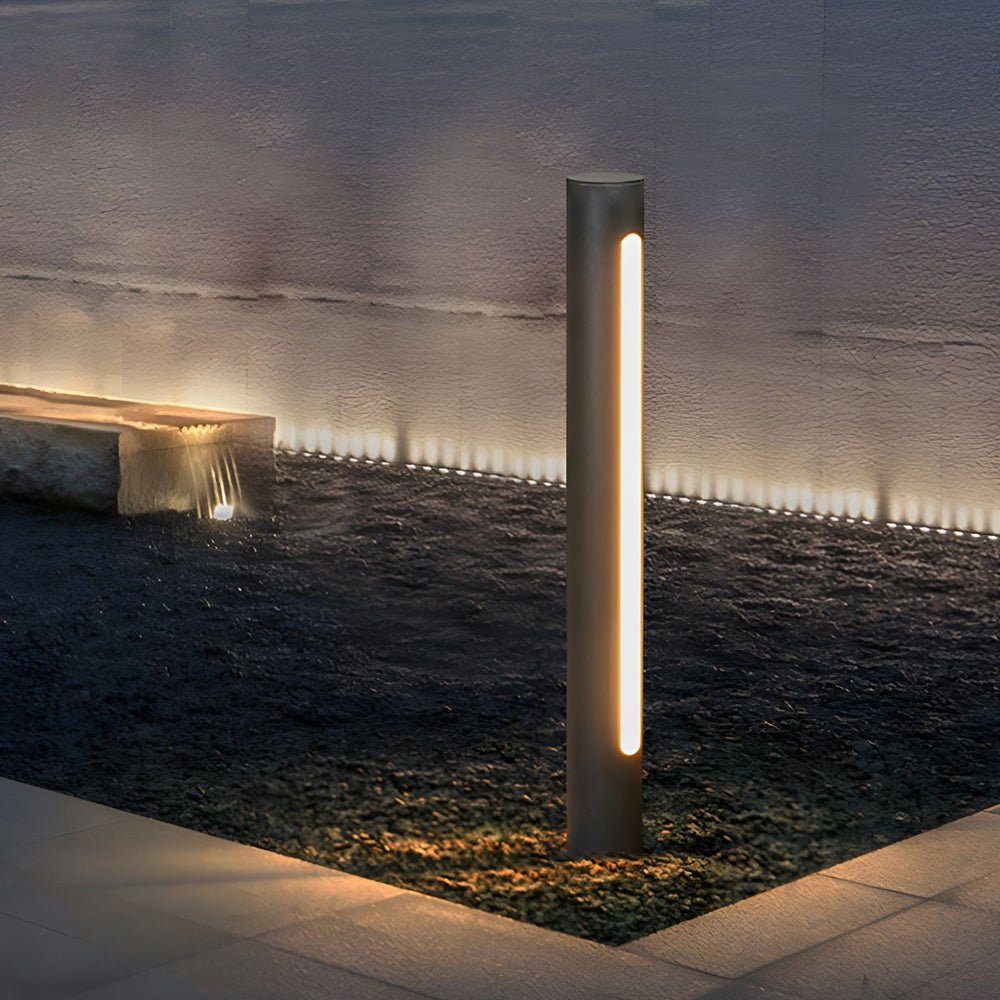 Black Matte LED Cylinder Outdoor Pathway Light - 15.8''/29.5'' H - Lamp Outdoor