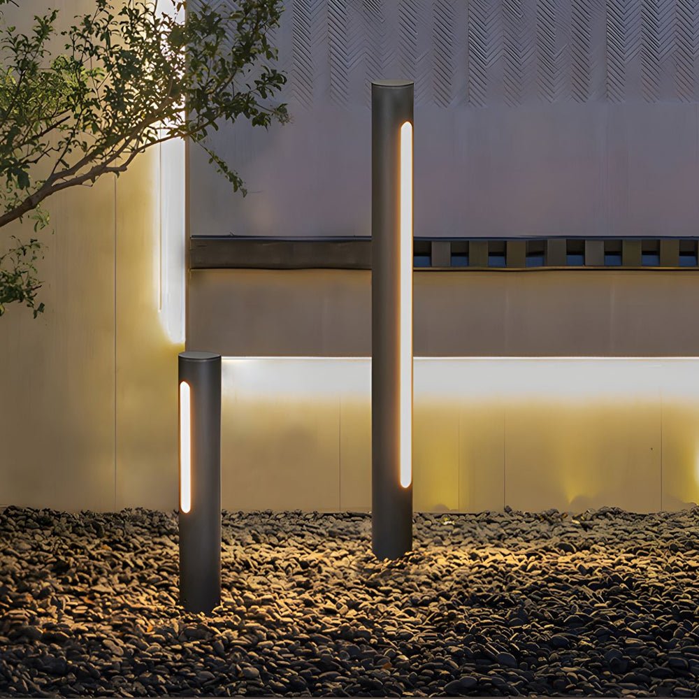 Black Matte LED Cylinder Outdoor Pathway Light - 15.8''/29.5'' H - Lamp Outdoor