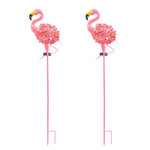 Metal Flamingo Solar Stake LED Lights Pink Outdoor Pathway Lamp - 2-Pack - Lamp Outdoor