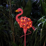 Metal Flamingo Solar Stake LED Lights Pink Outdoor Pathway Lamp - 2-Pack - Lamp Outdoor