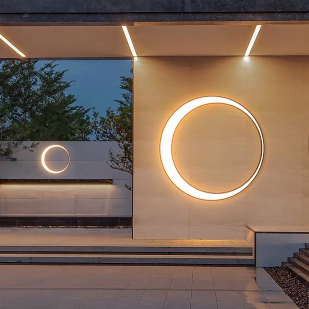 Circular Moon Led Waterproof Ip65 Modern Outdoor Wall Lights Wall Lamp - Lamp Outdoor