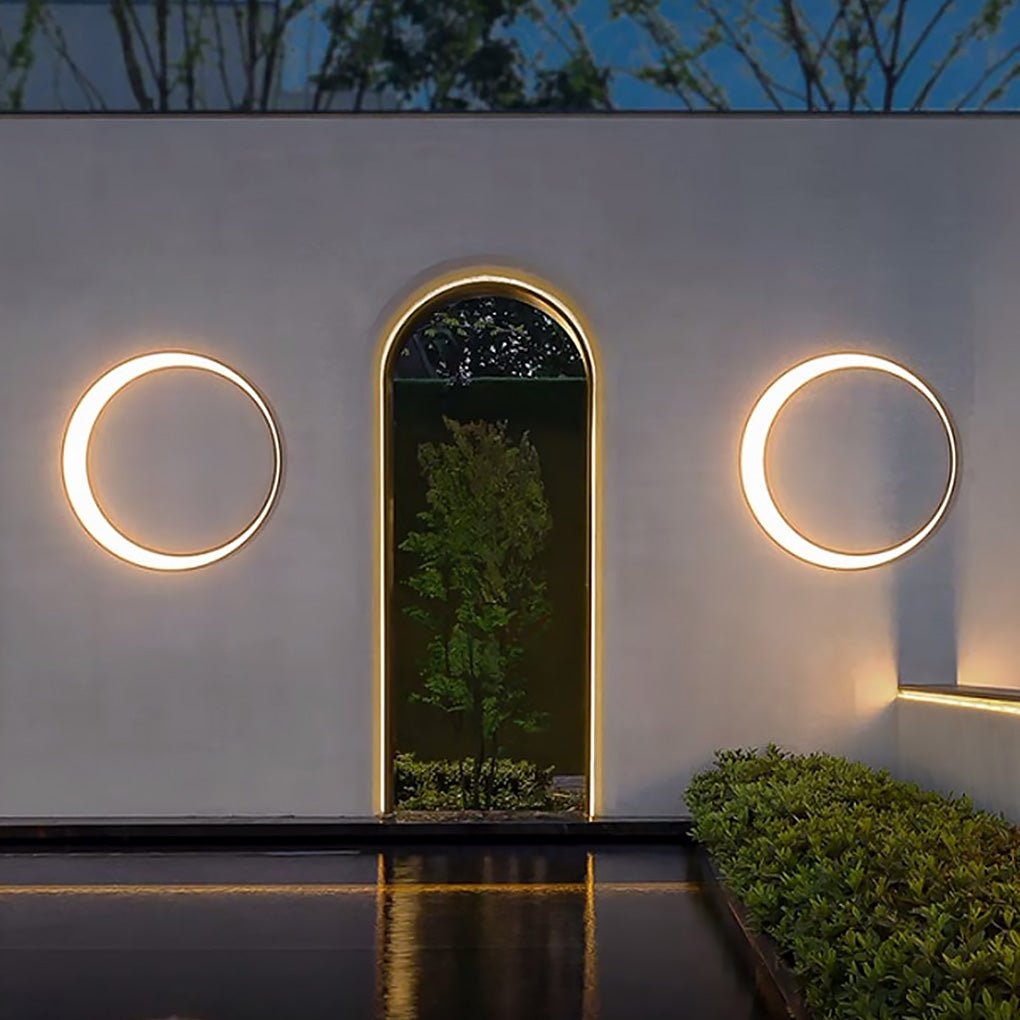 Circular Moon Led Waterproof Ip65 Modern Outdoor Wall Lights Wall Lamp - Lamp Outdoor