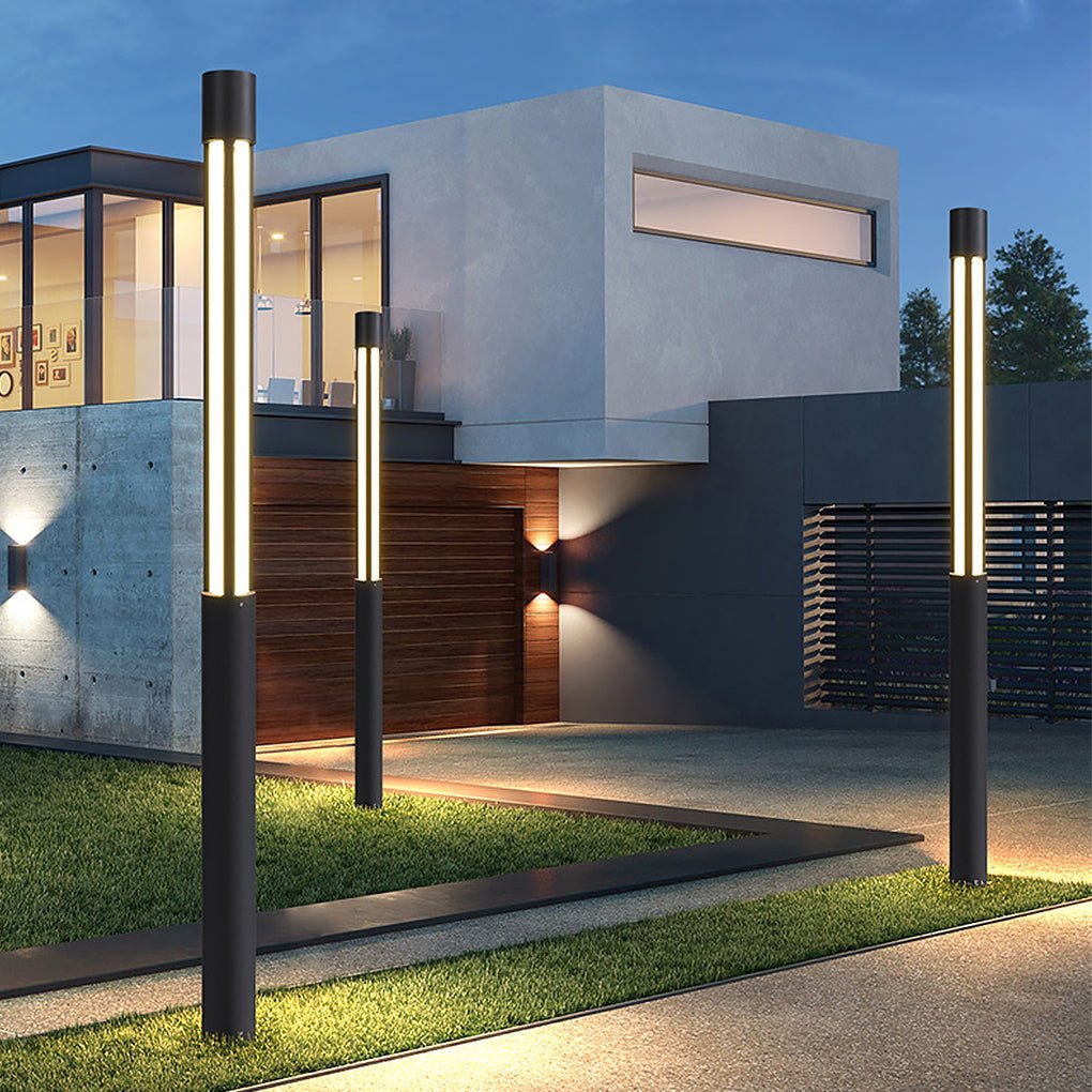 Cylinder Shaped LED Black Modern Outdoor Landscape Bollard Lights - Lamp Outdoor