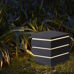 Modern Elegant Square Outdoor LED Light with Linear Lampshade - Lamp Outdoor