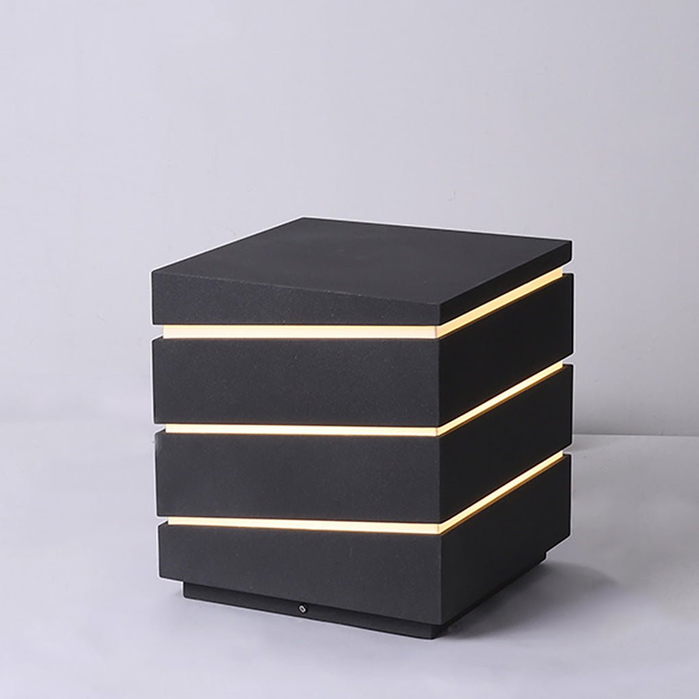 Modern Elegant Square Outdoor LED Light with Linear Lampshade - Lamp Outdoor