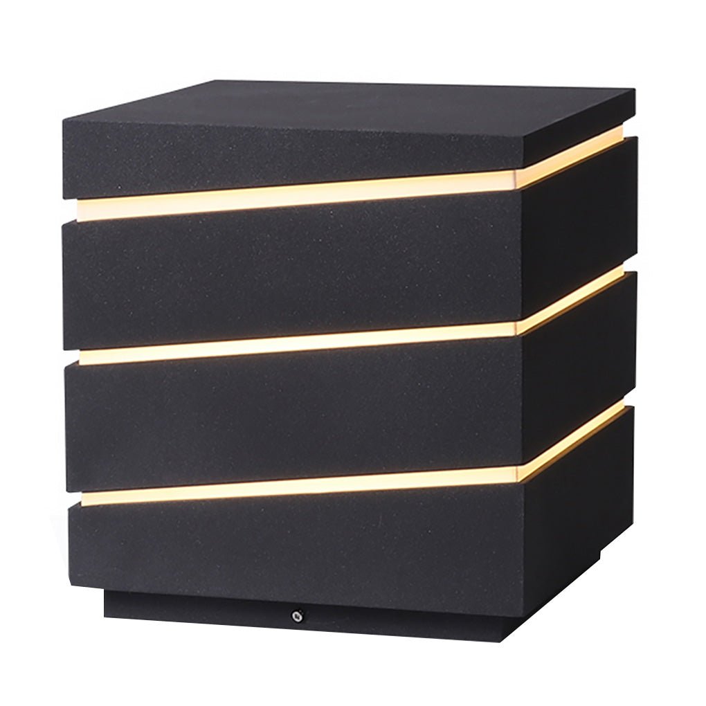 Modern Elegant Square Outdoor LED Light with Linear Lampshade - Lamp Outdoor
