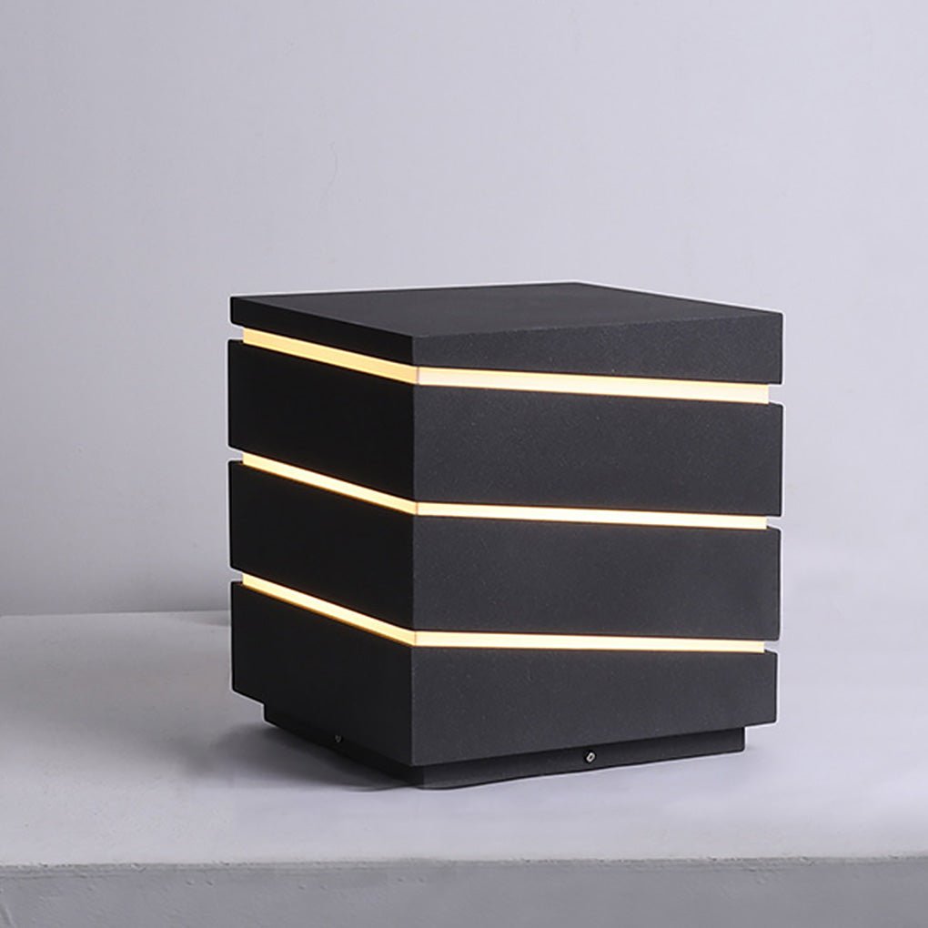 Modern Elegant Square Outdoor LED Light with Linear Lampshade - Lamp Outdoor