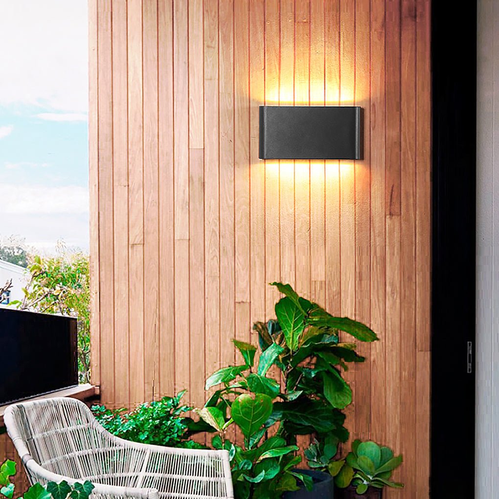 2-Light Black Modern Low Profile Exterior Porch LED Slim Outdoor Up Down Wall Light - Lamp Outdoor