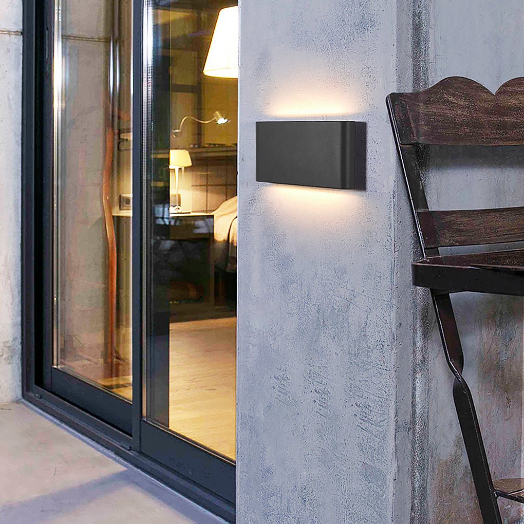 2-Light Black Modern Low Profile Exterior Porch LED Slim Outdoor Up Down Wall Light - Lamp Outdoor