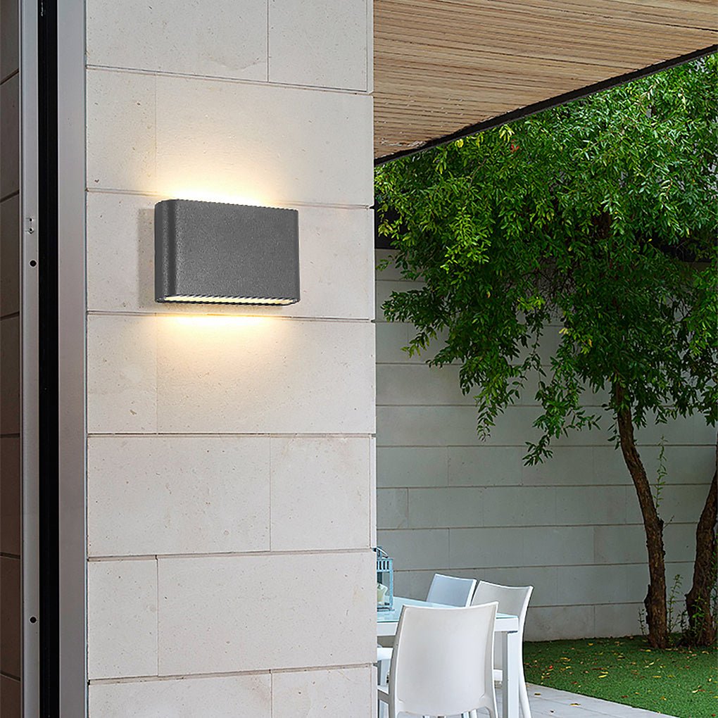 2-Light Black Modern Low Profile Exterior Porch LED Slim Outdoor Up Down Wall Light - Lamp Outdoor