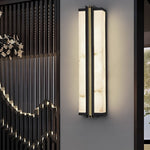 Modern Black LED Indoor/Outdoor Wall Lights with Resin Marble Shade - Lamp Outdoor
