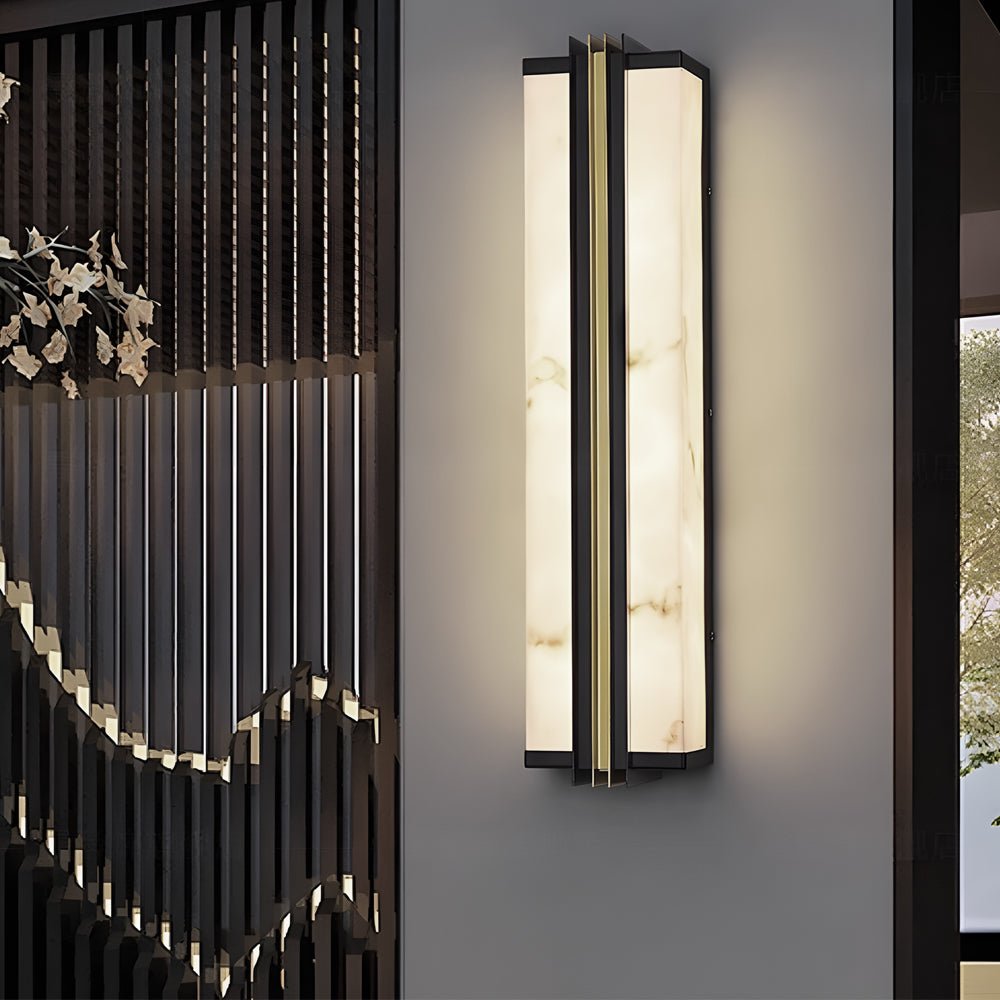 Modern Black LED Indoor/Outdoor Wall Lights with Resin Marble Shade - Lamp Outdoor