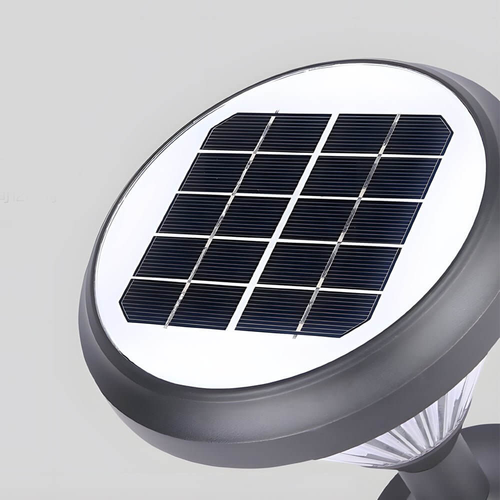 Modern Black LED Solar Pathway Lights 27.6-Inch High with Clear Frosted Lampshade - Lamp Outdoor