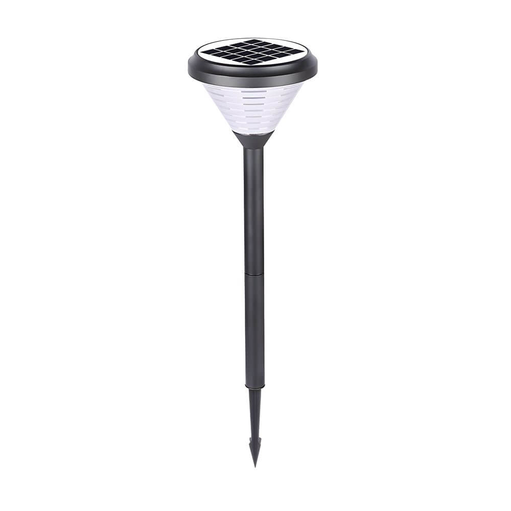Modern Black LED Solar Pathway Lights 27.6-Inch High with Clear Frosted Lampshade - Lamp Outdoor