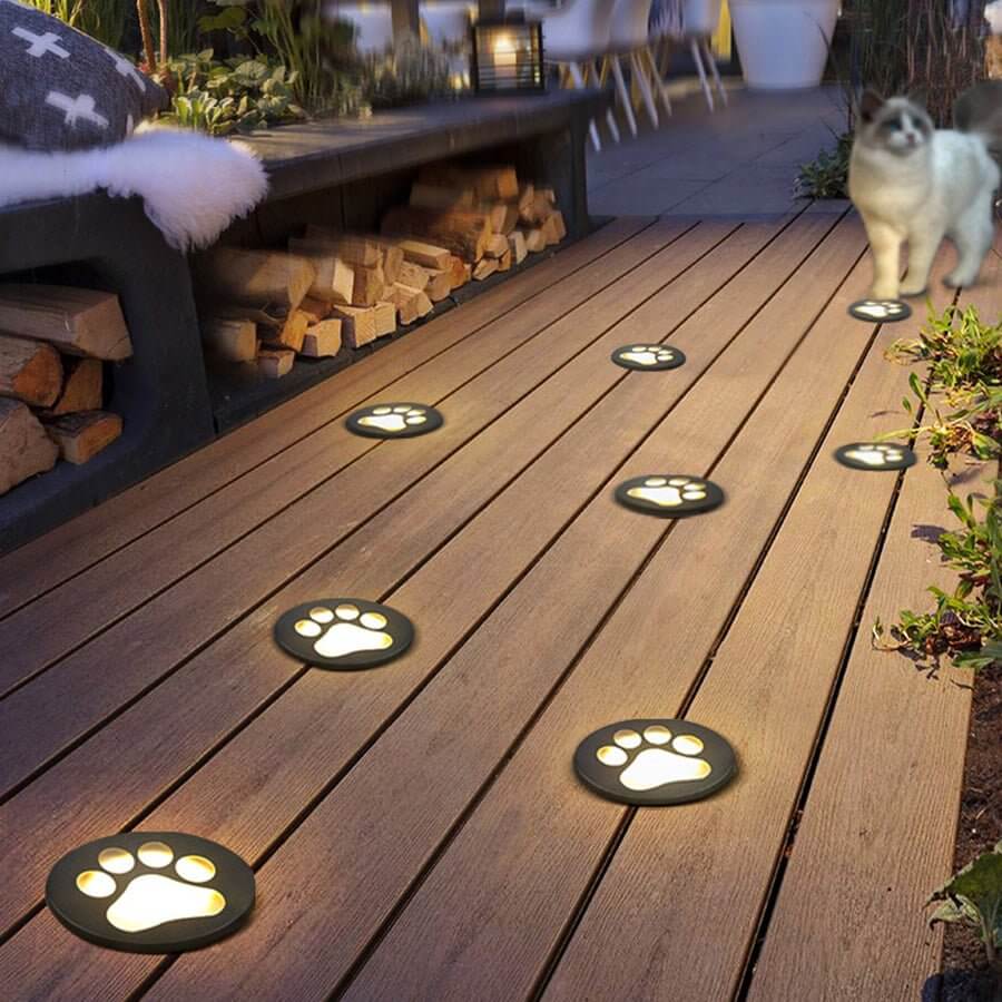 Modern Cat Paw Print LED Recessed Lights for Decks and Gardens - Lamp Outdoor