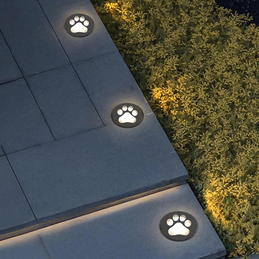 Modern Cat Paw Print LED Recessed Lights for Decks and Gardens - Lamp Outdoor