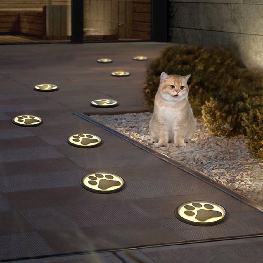 Modern Cat Paw Print LED Recessed Lights for Decks and Gardens - Lamp Outdoor