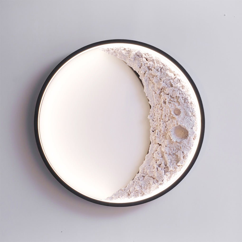 Round Resin Moon Crescent LED Hardwired Outdoor Wall Light - Lamp Outdoor