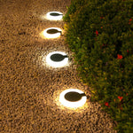 Modern Foldable Solar Deck Lights 4Pcs Round Outdoor Disk Lighting Set - Lamp Outdoor