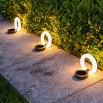 Modern Foldable Solar Deck Lights 4Pcs Round Outdoor Disk Lighting Set - Lamp Outdoor