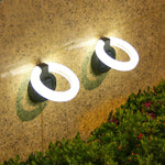 Modern Foldable Solar Deck Lights 4Pcs Round Outdoor Disk Lighting Set - Lamp Outdoor