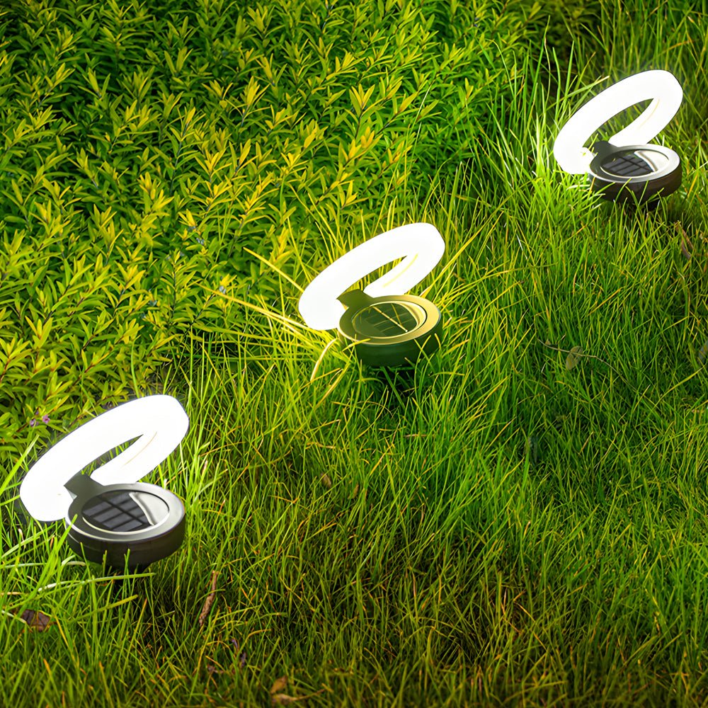 Modern Foldable Solar Deck Lights 4Pcs Round Outdoor Disk Lighting Set - Lamp Outdoor
