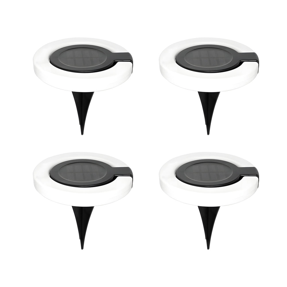 Modern Foldable Solar Deck Lights 4Pcs Round Outdoor Disk Lighting Set - Lamp Outdoor