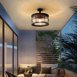 Wrought Iron and Glass Ceiling Flush Mount Light for Balcony - Lamp Outdoor