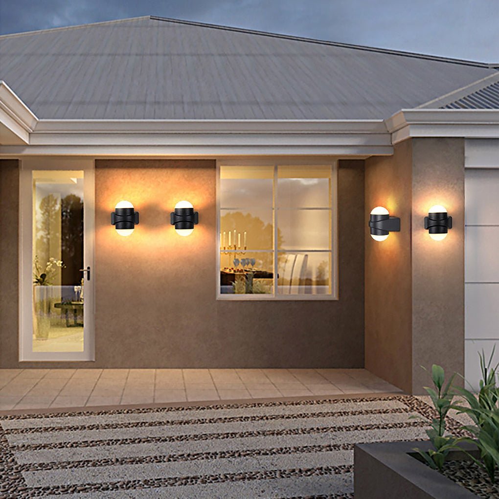 Round Waterproof LED Black Modern Up and Down Lights Outdoor Wall Sconces - Lamp Outdoor