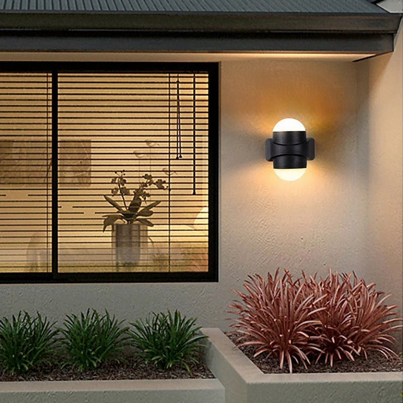 Round Waterproof LED Black Modern Up and Down Lights Outdoor Wall Sconces - Lamp Outdoor