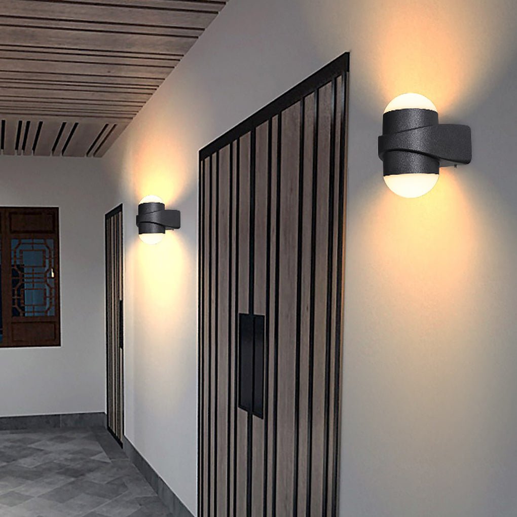 Round Waterproof LED Black Modern Up and Down Lights Outdoor Wall Sconces - Lamp Outdoor
