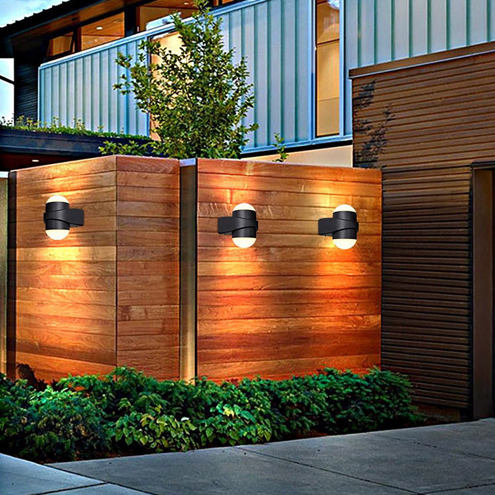 Round Waterproof LED Black Modern Up and Down Lights Outdoor Wall Sconces - Lamp Outdoor