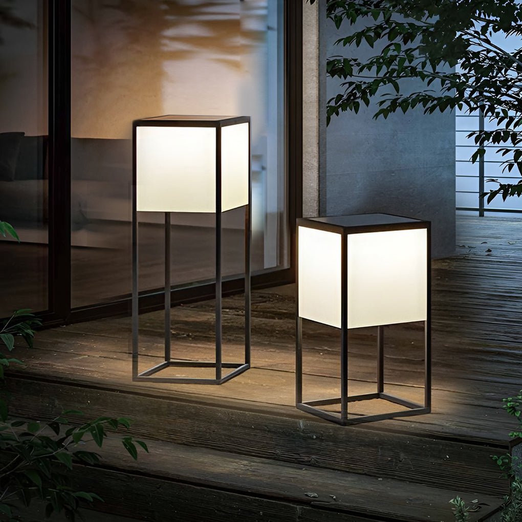 Square Solar Post Light with Acrylic Lampshade and Robust Stainless Steel Frame - Lamp Outdoor